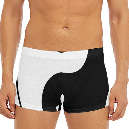Black And White Yin Yang Symbol Print Men's Short Boxer Briefs