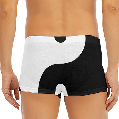 Black And White Yin Yang Symbol Print Men's Short Boxer Briefs