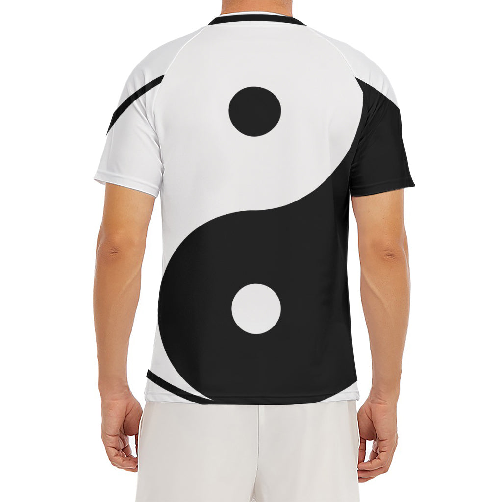Black And White Yin Yang Symbol Print Men's Short Sleeve Rash Guard