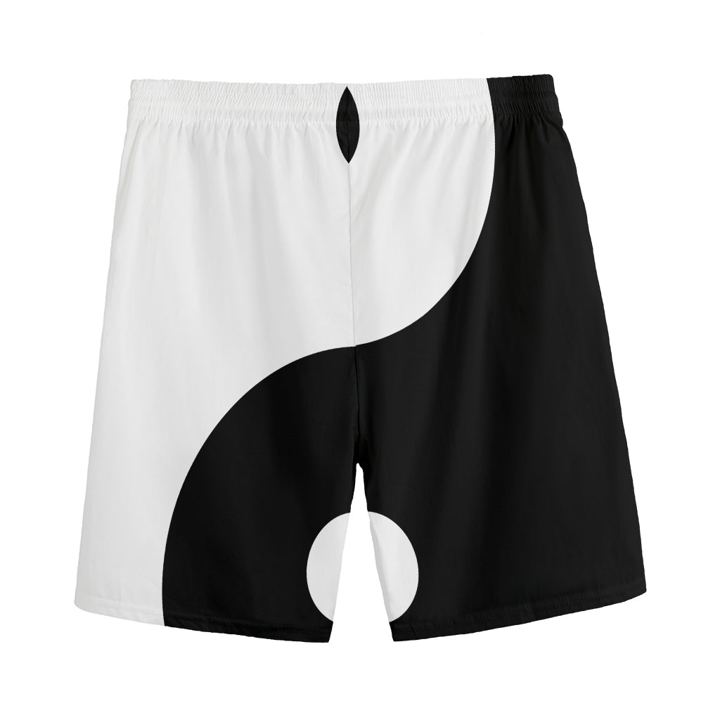 Black And White Yin Yang Symbol Print Men's Sports Shorts
