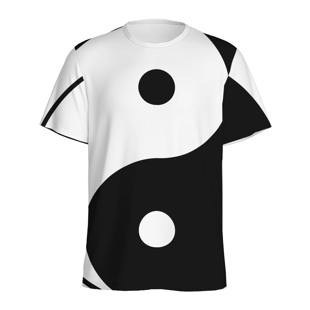 Black And White Yin Yang Symbol Print Men's Sports T-Shirt
