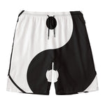 Black And White Yin Yang Symbol Print Men's Swim Trunks