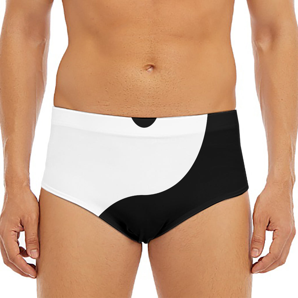 Black And White Yin Yang Symbol Print Men's Triangle Swim Briefs
