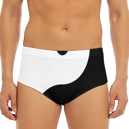 Black And White Yin Yang Symbol Print Men's Triangle Swim Briefs