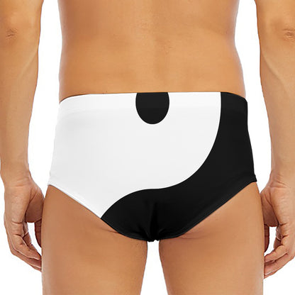 Black And White Yin Yang Symbol Print Men's Triangle Swim Briefs