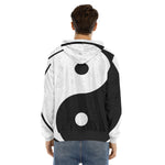 Black And White Yin Yang Symbol Print Men's Velvet Pullover Hoodie