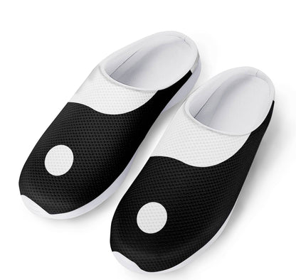 Black And White Yin Yang Symbol Print Mesh Casual Shoes