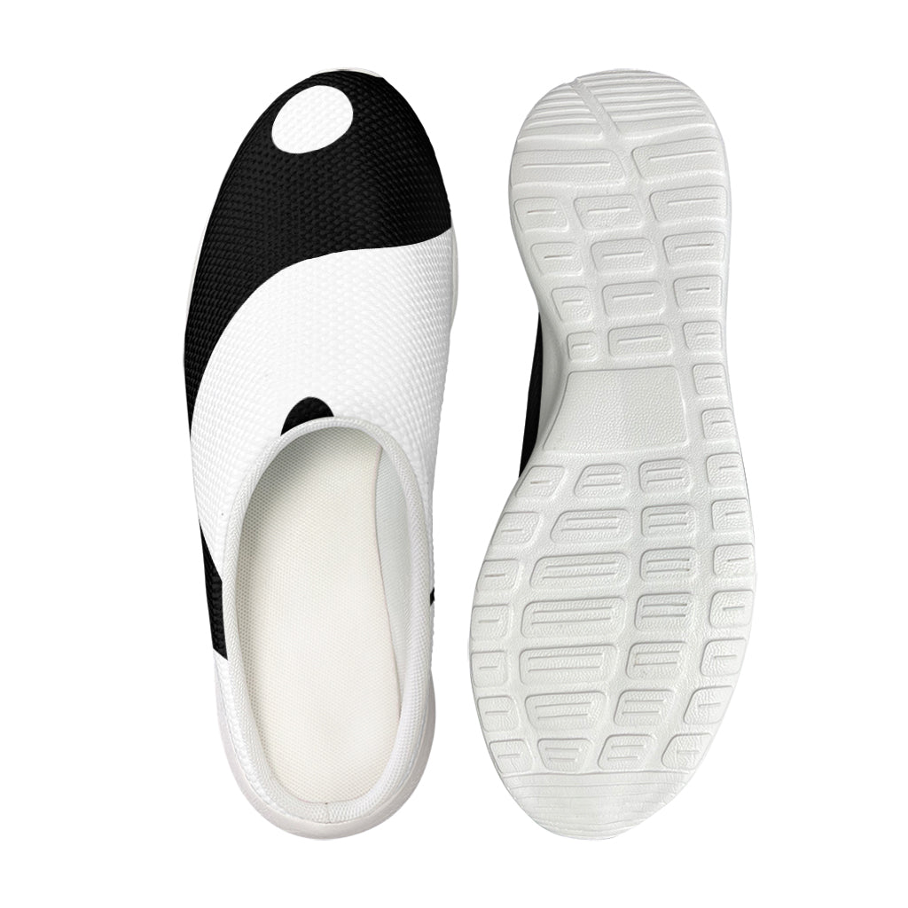 Black And White Yin Yang Symbol Print Mesh Casual Shoes
