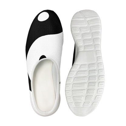 Black And White Yin Yang Symbol Print Mesh Casual Shoes