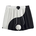 Black And White Yin Yang Symbol Print Mesh Shorts