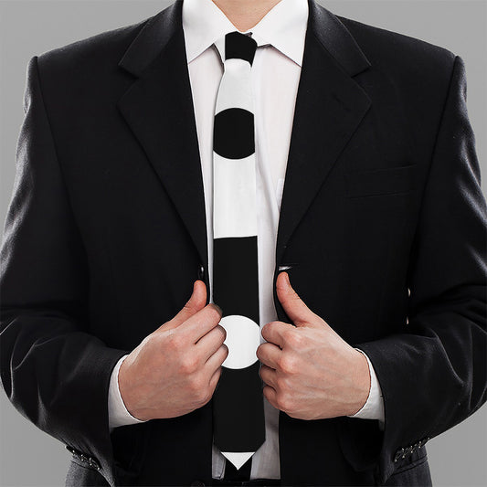 Black And White Yin Yang Symbol Print Necktie