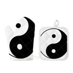 Black And White Yin Yang Symbol Print Oven Mitt And Pot Holder Set