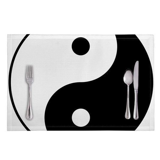Black And White Yin Yang Symbol Print Placemat