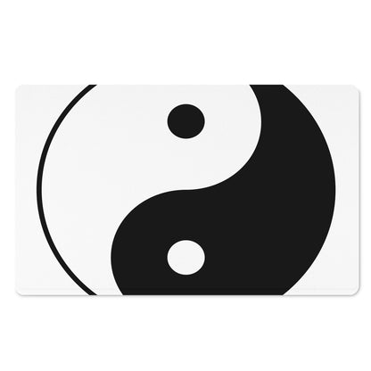 Black And White Yin Yang Symbol Print Polyester Doormat