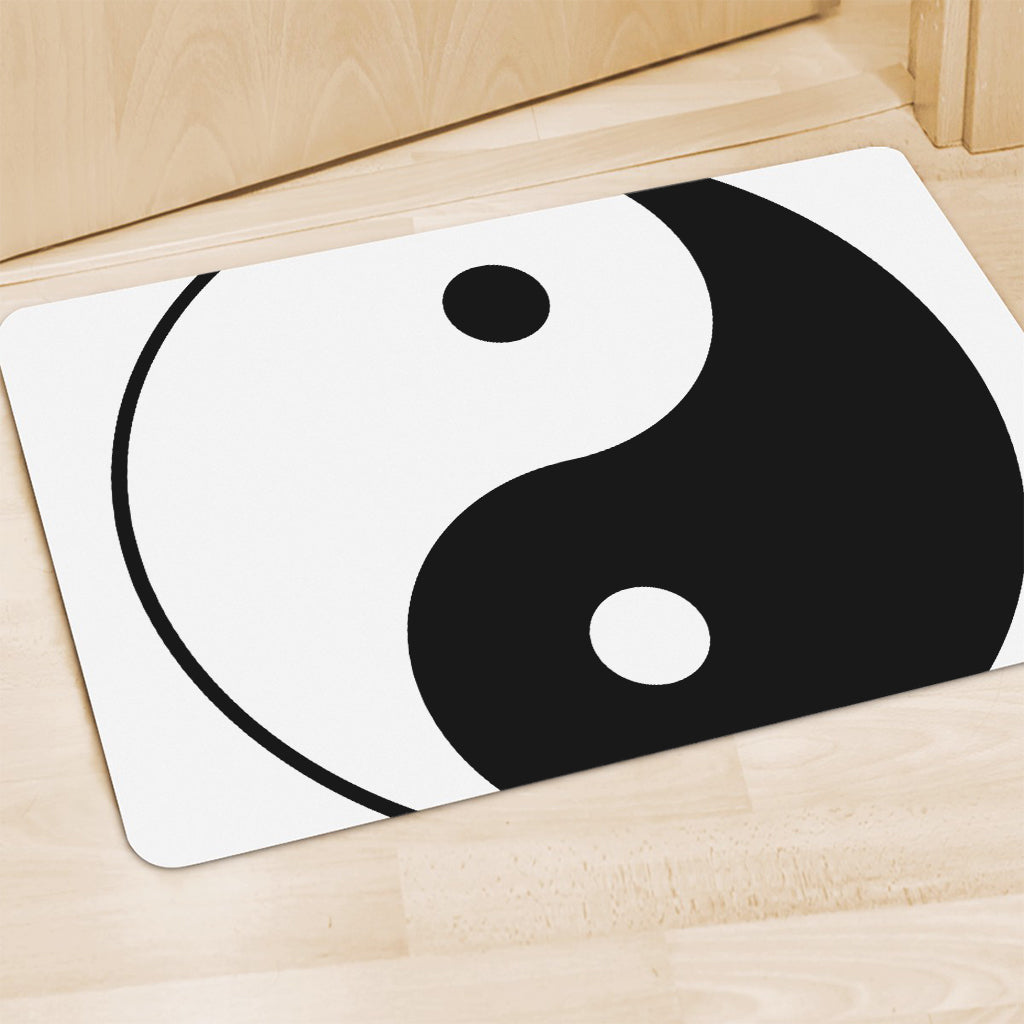 Black And White Yin Yang Symbol Print Polyester Doormat