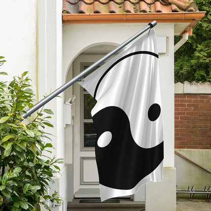 Black And White Yin Yang Symbol Print Polyester Flag
