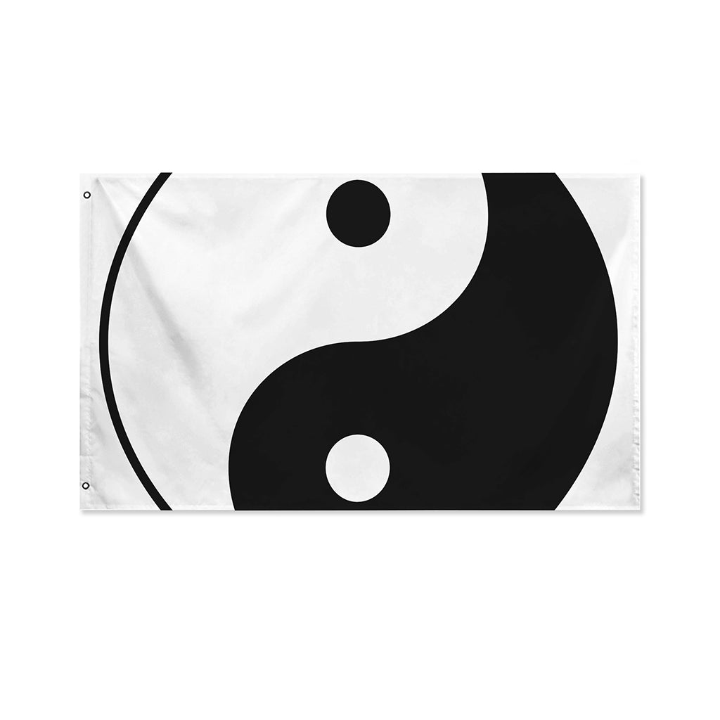 Black And White Yin Yang Symbol Print Polyester Flag