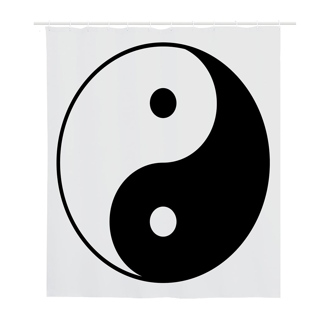 Black And White Yin Yang Symbol Print Polyester Shower Curtain
