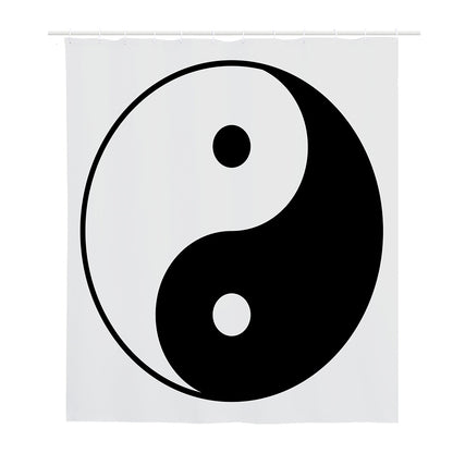 Black And White Yin Yang Symbol Print Polyester Shower Curtain