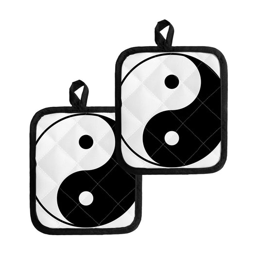 Black And White Yin Yang Symbol Print Pot Holders