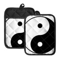 Black And White Yin Yang Symbol Print Pot Holders With Pocket
