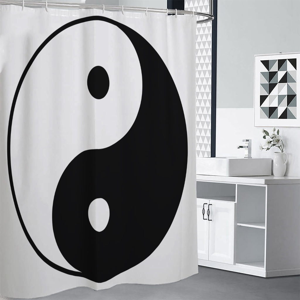 Black And White Yin Yang Symbol Print Premium Shower Curtain