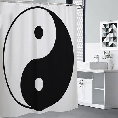 Black And White Yin Yang Symbol Print Premium Shower Curtain
