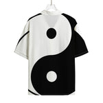 Black And White Yin Yang Symbol Print Rayon Hawaiian Shirt