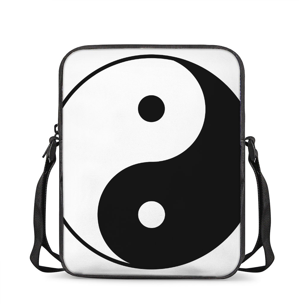 Black And White Yin Yang Symbol Print Rectangular Crossbody Bag