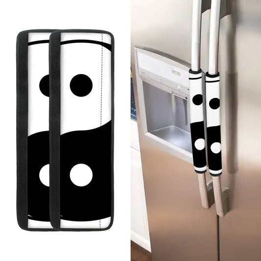 Black And White Yin Yang Symbol Print Refrigerator Handle Covers