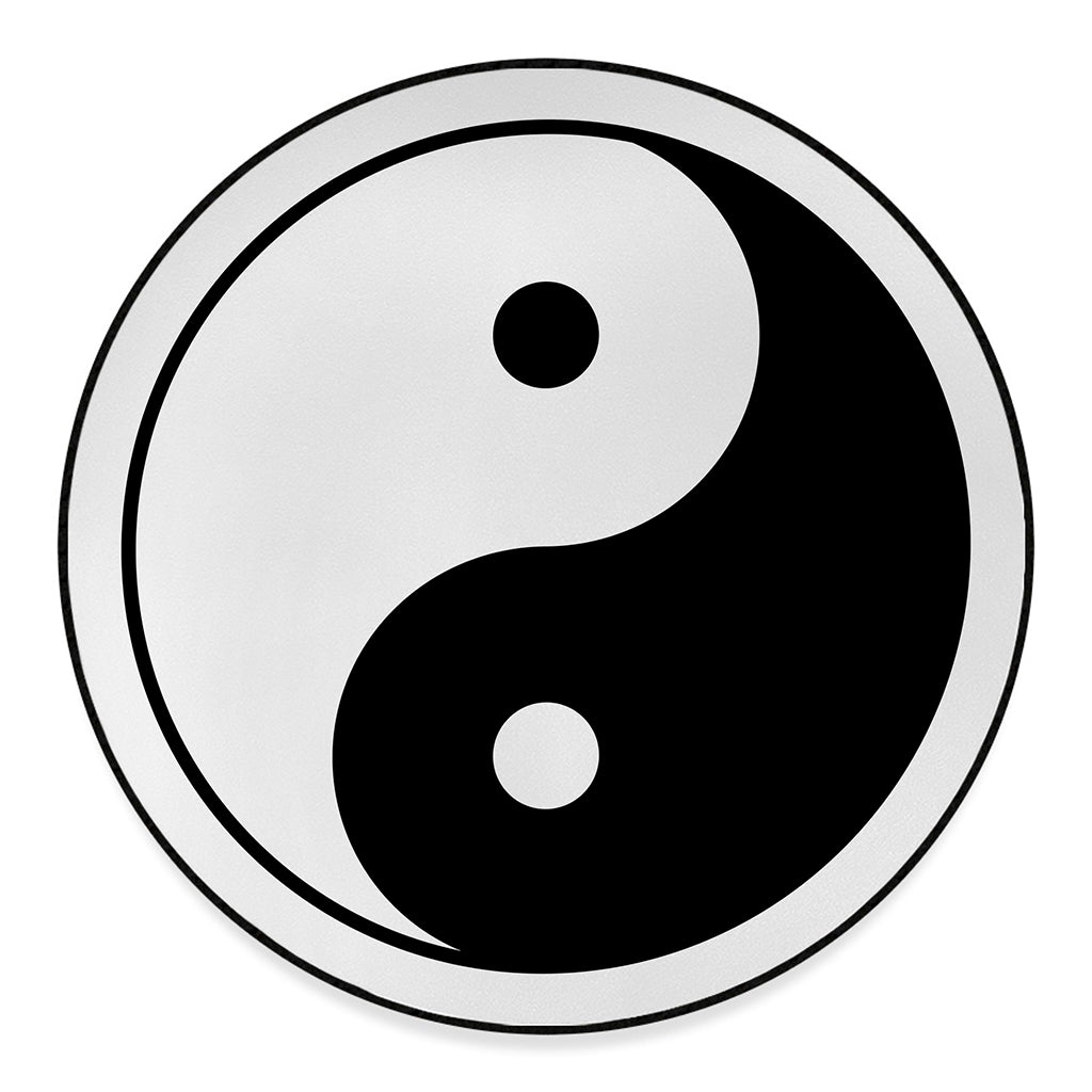 Black And White Yin Yang Symbol Print Round Floor Mat