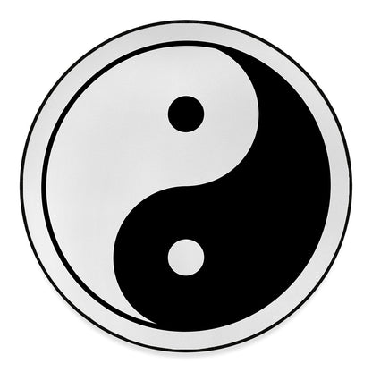 Black And White Yin Yang Symbol Print Round Floor Mat
