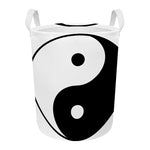 Black And White Yin Yang Symbol Print Round Laundry Basket
