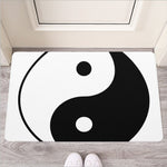 Black And White Yin Yang Symbol Print Rubber Doormat