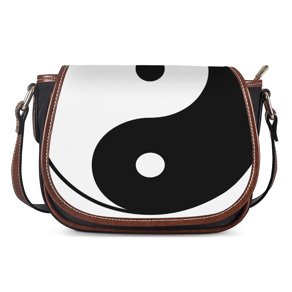 Black And White Yin Yang Symbol Print Saddle Bag