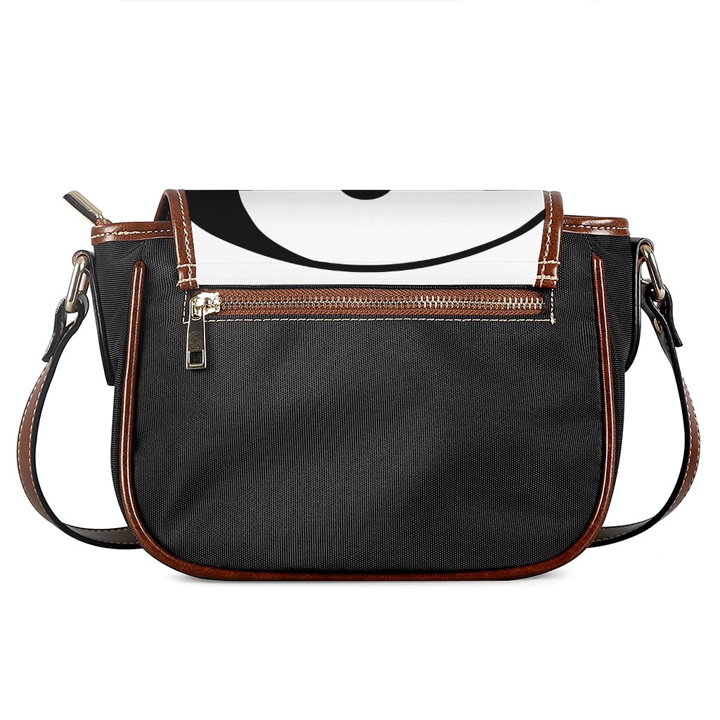 Black And White Yin Yang Symbol Print Saddle Bag