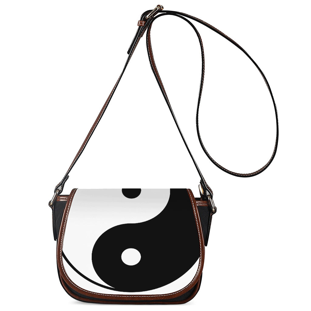 Black And White Yin Yang Symbol Print Saddle Bag