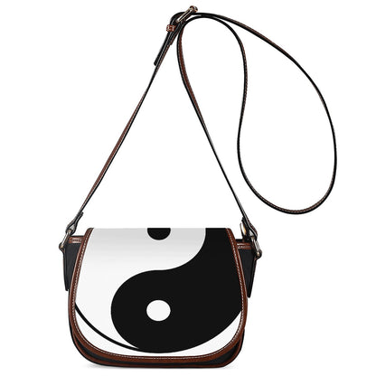 Black And White Yin Yang Symbol Print Saddle Bag