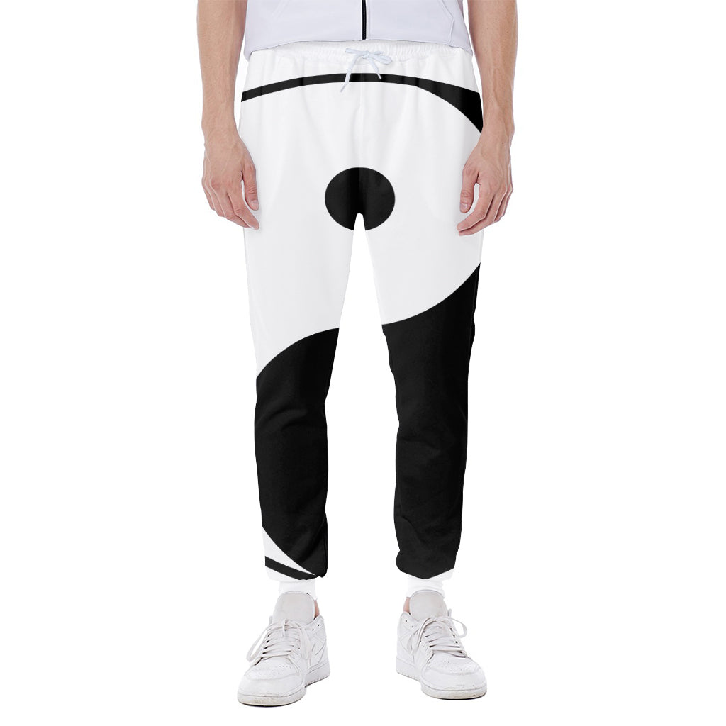 Black And White Yin Yang Symbol Print Scuba Joggers