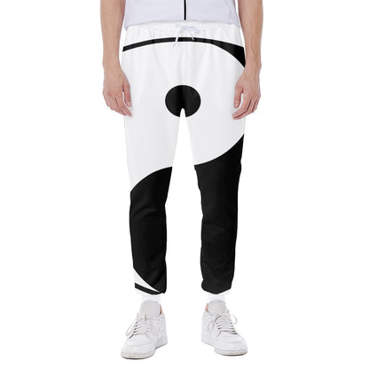 Black And White Yin Yang Symbol Print Scuba Joggers