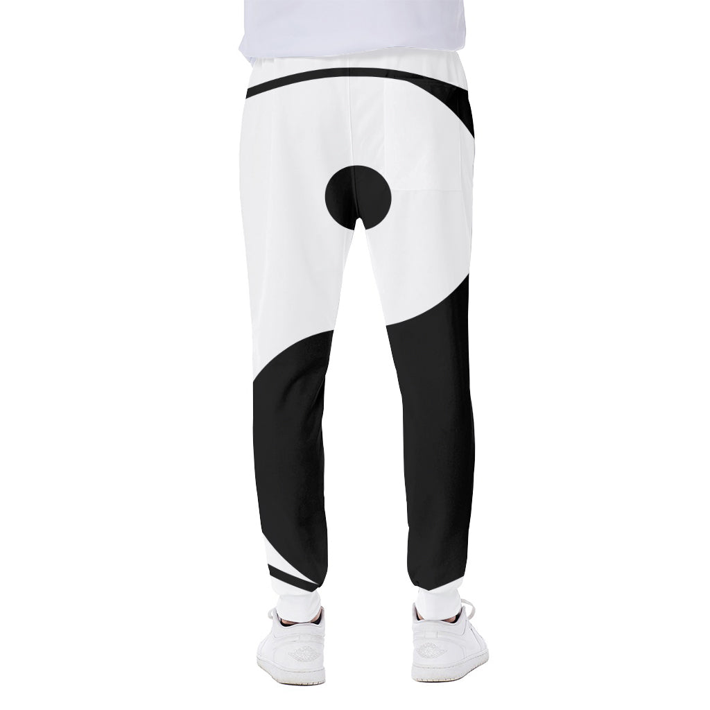 Black And White Yin Yang Symbol Print Scuba Joggers