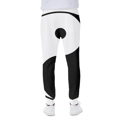 Black And White Yin Yang Symbol Print Scuba Joggers