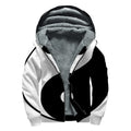 Black And White Yin Yang Symbol Print Sherpa Lined Zip Up Hoodie
