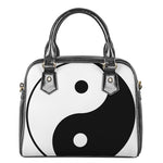 Black And White Yin Yang Symbol Print Shoulder Handbag