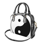 Black And White Yin Yang Symbol Print Shoulder Handbag