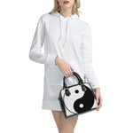 Black And White Yin Yang Symbol Print Shoulder Handbag