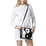 Black And White Yin Yang Symbol Print Shoulder Handbag