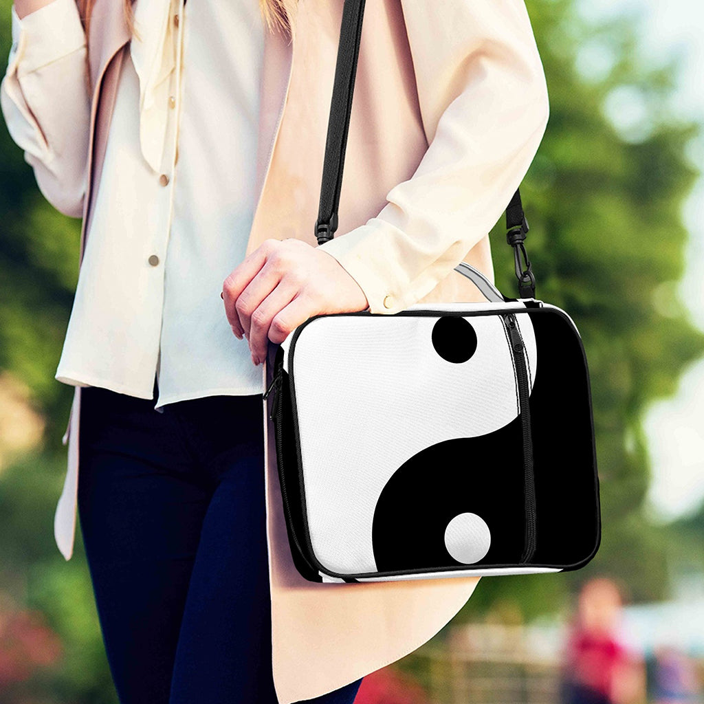 Black And White Yin Yang Symbol Print Shoulder Strap Bible Bag