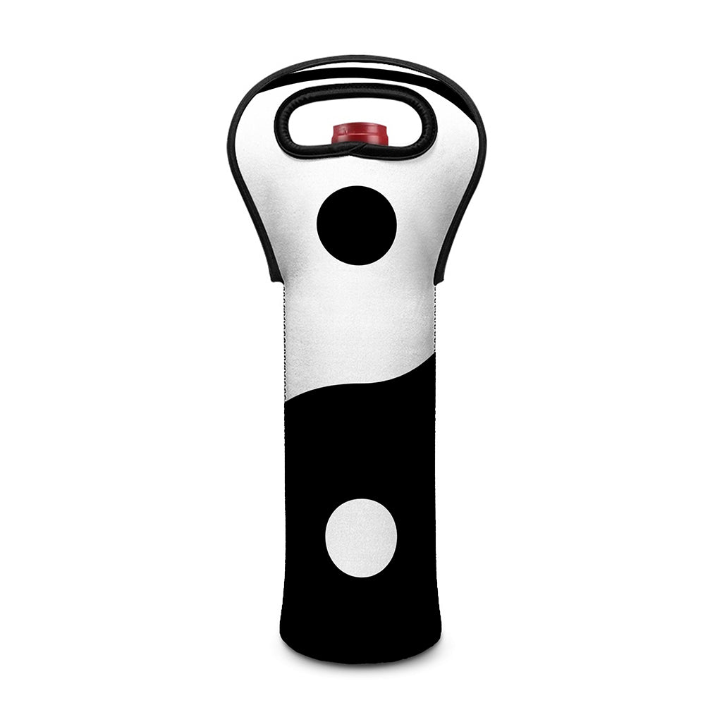 Black And White Yin Yang Symbol Print Single Neoprene Wine Tote