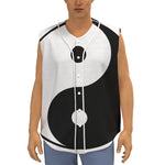 Black And White Yin Yang Symbol Print Sleeveless Baseball Jersey